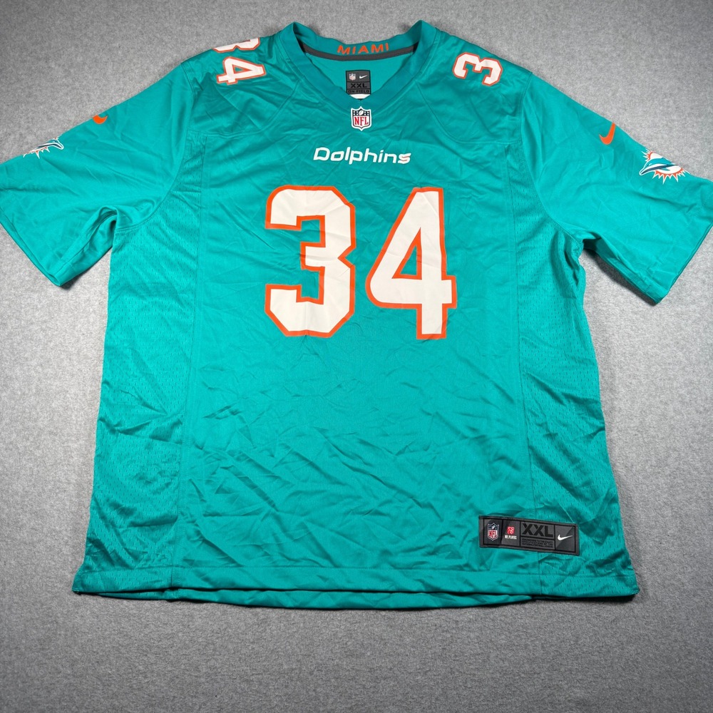 Nike NFL Miami Dolphins Padron 34 Jersey Mens XXL Aqua On Field Football